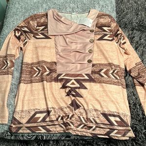 Tan/Brown Long Sleeve Button Style Shirt